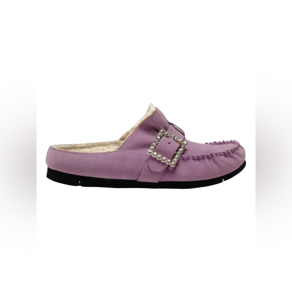 🆕 FREE PEOPLE | SHEARLING AFTER RIDING MULES | LAVENDER | SIZE: EU 39 (US 8.5)